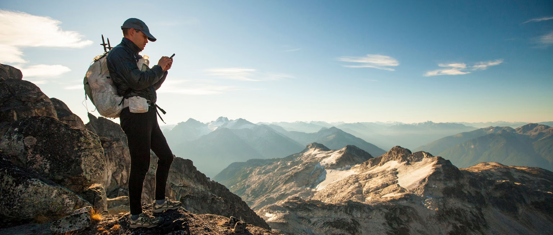 Model on top of a mountain